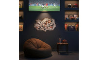 2 Pieces 3D Sport Wall Decal Realistic Look Broken Wall Soccer Sticker Self Home Decor for Children, Kids, Living Room, Playroom, Bedroom