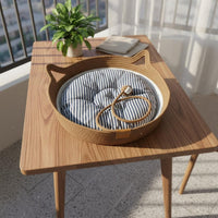 Breathable Woven Cat Basket All-Season Use Braided Pet Nest Multi-Functional Round Cat Scratcher Bed Long-Lasting & Scratch-Resistant for Kittens, Small Dogs, Summer