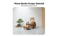 Foldable Design Rattan Rocking Chair Breathable Weave Reclining Rocking Chair Sturdy & Long-Lasting Frame Adjustable Backrest Recliner Deeply Padded Cushions for Seniors, Homeowners, Readers, Rest Ping, Sunroom, Balcony, Backyard