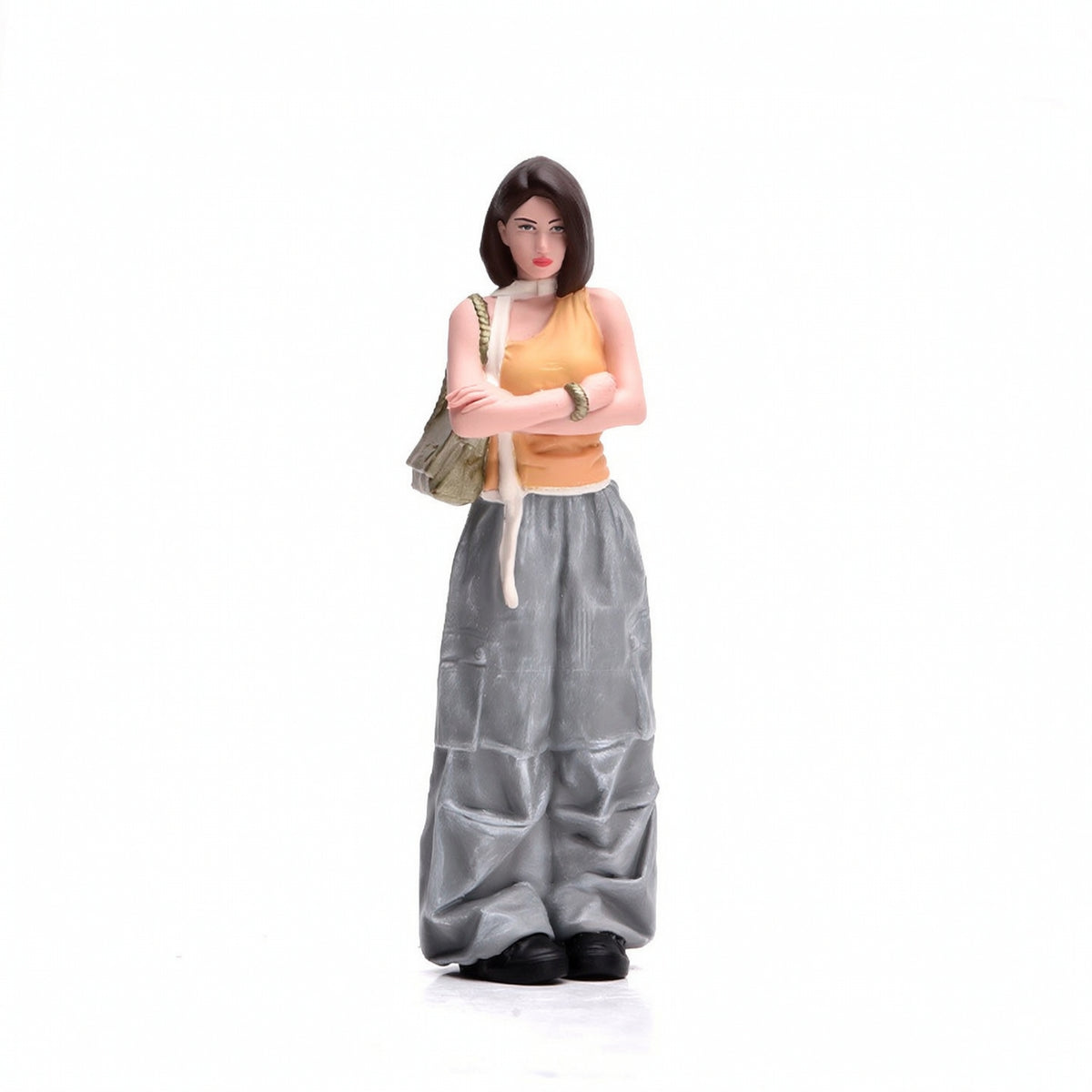 Female Figurine with Shoulder Bag Collectible Female Figurine Display Miniature with Shoulder Bag for Collectors