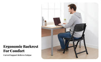 Foldable Vented Back Folding Chair With Backrest Indoor Seating Compact Desk Stool Ergonomic Design for Office Workers, Homeowners, Dorm Room, Small Areas, Garage, Outdoor Activities