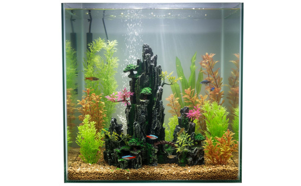 Resin Rockery Decoration Realistic Design Aquatic Pet Fish Habitat Mountain View Decor Aquatic Habitat Rockery Hideout Chinese