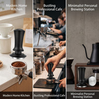 Consistent Pressure Tamper with Adjustable Scale Stainless Steel Spring-Loaded Tamper Ergonomic Kitchen Tool Even for Baristas, Coffee Lovers