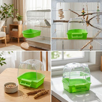 Bird Bath with Cover for Small Birds, Corner Parrot and Cockatiel Bath, Screw-On Budgie Bath for Cage, Canary Budgies Pet Bird
