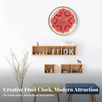 Easy to Install Fruit Wall Clock Modern Design Silent Quartz Clock for Gift Givers, Office Workers, Living Room, Bedroom, Classroom