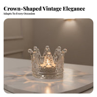 Vintage Design Glass Crown Candle Holder Multi-Functional Crown Shaped Candle Holder Elegant Design for Smokers, Vanity, Bedroom
