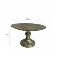 Embossed Pedestal Tray with Fluted Surface Vintage-Inspired Metal Pedestal Tray Tabletop Lightweight for Home Decorators, Wedding Planners, Table Setting, Hotel Decor