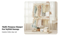 Princess and design complimentarystandingstanding Double-Bar Clothes Rail ribbon Decoration Double Rod Clothing Rack Sturdy Construction Garment Stand Easy Assembly for and design lovers, Teenagers, homeowners, changing area, Closet, Entryway, Retail shop