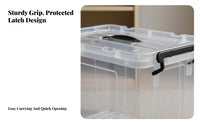 Wheeled Flat container with Lid Space Saving Organizer Box Clear View for Under Bed
