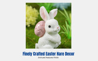 Easter Bunny Figurine, Resin Miniature, Oval-Hugging Bunny, Garden DIY Decor, Cartoon Design
