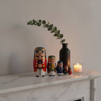 Nesting Doll with Guard Motif Hand-Painted Wooden Matryoshka Set Glossy Toy for Classroom Teaching