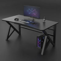 Gaming Desk Built-in Cable Management Carbon Fiber Desk Surface Headphone Hook K-Leg Computer Table for Esports Athletes, Students, Bedroom
