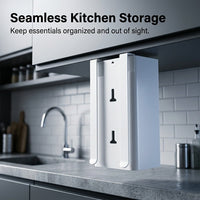 Metal Hanging Under Cabinet Paper Towel Holder, Versatile Storage Rack for Food Bags and Tissues, Iron for Kitchen