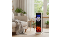 Tower Heater with Flame Effect Vertical Electric Heater Fan Oscillating Wireless Control for Living Room, Bedroom