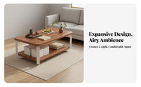 Double-Layer Storage 2-Tier Coffee Table Simple Design 2-Tier Rectangular Table Wide Tabletop Household Furniture Easy Assembly for Small Space Dwellers, Homeowners, Interior Decorators, Living Room, Home Office, Lounge Area