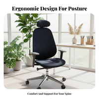 Reclining Function Highspine Ergonomic Chair Adjustable Headrest Highspine Rolling Work Chair Support Office Furniture 360° pivot for Remote Workers, Students, video game enthusiasts, Bedroom, Study Room
