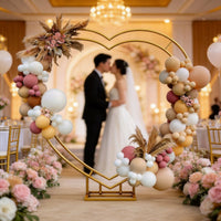 Heart Shaped Wedding Arch Double-Layer Heart Silhouette Metal Structure Arch Gilded Celebration Decor for Weddings, Events
