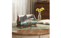 Resin Storage Box with Divider Antique-Style Divided Organizer Box Compact Compartment Container for Tabletop, Desk