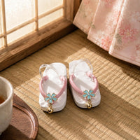 Japanese-Style Doll Sandals Flower Ornament Flat Open-Toe Doll Sandals Golden Chime Charm Toy Accessory