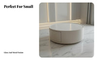 Modern Minimalist design Wheeled Oval Coffee Table with Drawer Space-Saving Living Room Furniture doublelevel Design Rounded Corners for Small Apartment Dwellers, Homeowners, Families, Home, Lounge Area, Bedroom
