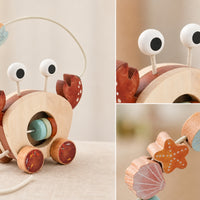Smooth Wooden Bead Maze Toy Preschool Crab Pull Toy Portable Wooden Bead Maze Classic for Toddlers, Babies, Playroom