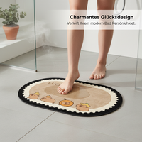 Cartoon Oval Bathroom Mat Absorbent Non-Slip Toilet Floor Rug
