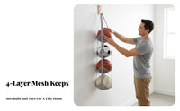 Balls Storage Organizer Space-Saving Hanging Mesh Storage Toy and Balls Holder for Garage, Playroom, Bedroom