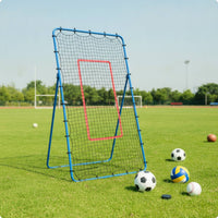 Rectangular Training Net with Target Cylindrical Rebound Goal Angled Pitchback Net Versatile for Backyard