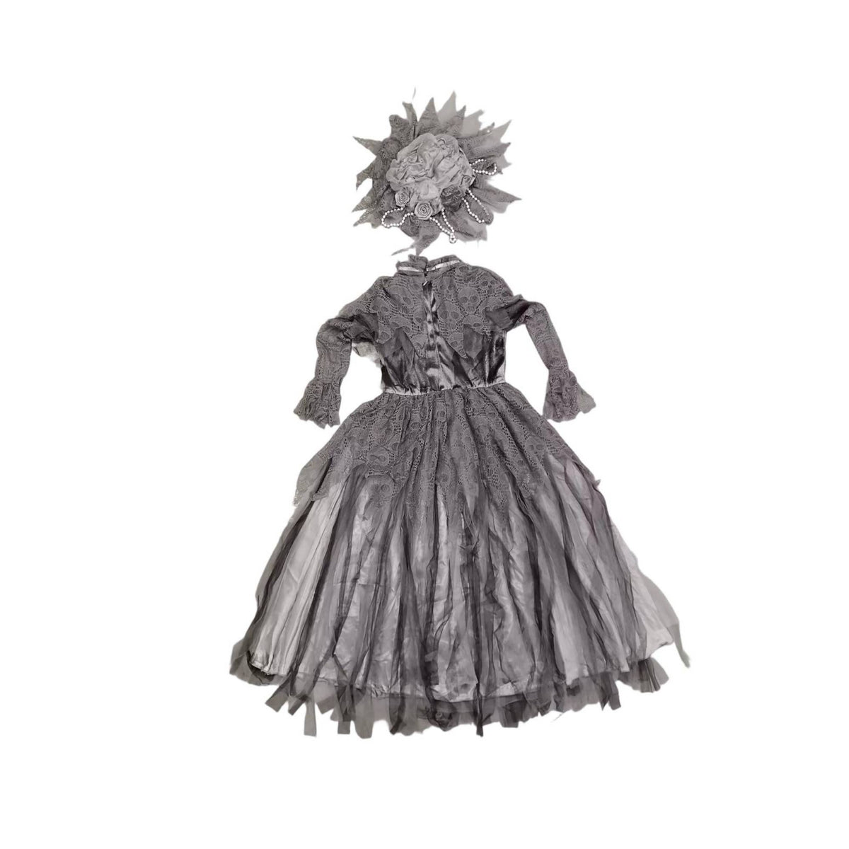 Gothic Dress with Hat Layered Costume Dress Black Undead Costume for Girls, Halloween, Cosplay, Theatre