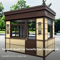 Portable Guard Booth Box Weather Resistant Prefabricated Security Booth Reinforced Glass Panes Stone Finish Gatehouse for Building Entrances