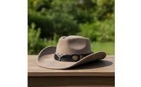 Suede Cowboy Hat Creased Crown Cowboy Hat with Concho Western Classic for Men, Festivals, Concerts