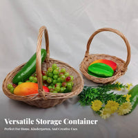 Small Handbasket with Handle Portable Handled Woven Tote Lightweight for outdoor meals
