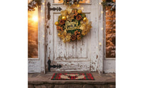 Festive Christmas Wreath Pre-Decorated Artificial Fir Wreath Versatile Decoration Merry Christmas Door Hanger Dense and Full for Business Owners, Mantel Display