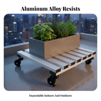 360° Rotating Wheels Wheeled Planter Tray Heavy-Duty Slatted Planter Dolly Movable Pot Mover Indoor & Outdoor Use for Gardeners, Homeowners, Seniors, Balcony, Garden, Patio, Living Room