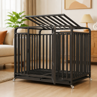 OVERSIZED-LARGE Black Square Tube Dog Crate, Heavy Duty Steel Dog Cage with Removable Tray, 125x95x110cm for Very Large Dogs