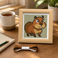 Cartoon Animal Angry Bala Cross Stitch Kit with Frame for Students and Beginners