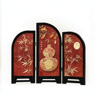 Tabletop Desktop Screen with Arched Panels Foldable Three-Panel Folding Screen Compact for Cabinet