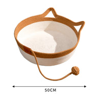 Woven Cat Bed Round Rope Cat Bed Pet Basket Shallow Handwoven for Cats, Floor, Living Room