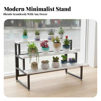 Movable with Wheels Tiered Plant Ladder Stepped Layout 3-Tier Plant Stand Locking Casters Flower Rack Multipurpose for Florists, Gardeners, Homeowners, Balcony, Outdoor, Indoor, Living Room