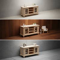 TV Cabinet with Door Unfinished Miniature TV Cabinet Wooden Furniture for Hobbyists