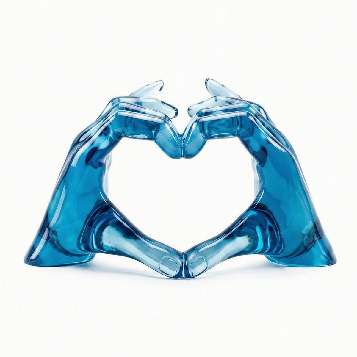 Resin Hand and Heart Sculpture Glossy Hands Forming a Heart Statue Translucent Home Decor Piece for Shelf