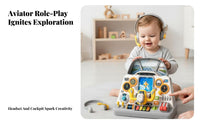 Montessori Inspired Airplane Cockpit Toy Educational Interactive Cockpit Dashboard tactile Development Activity Board Fine muscular Skills Training for Toddlers, Young Aviators, Learning Time, Playroom, Nursery, Car Travel