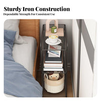 Slim Design Narrow Bedside Shelf Space Saving Nightstand Sturdy and Long-Lasting Storage Rack Stable Load-Bearing for Apartment Dwellers, Students, Homeowners, Bedroom, Small Areas, Dorm Room, Hallway