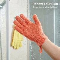 skin Exfoliating Gloves with Hanging Loop, Textured Surface Bath Glove for Women Shower, Massage Wellness Accessories