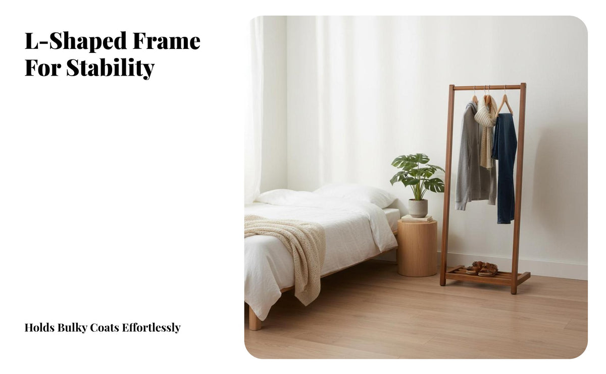 gratisstanding Design Angled Frame Clothes Rail with space-efficient-storageSaving Clothing Rack Easy Assembly Garment Stand Minimalist design for Students, Apartment Dwellers, homeowners, Bedroom, Dorm Room, Entrymethod, walk-through Closet
