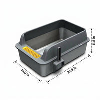 Cat Toilet Stainless Steel Tray with High Sides, Open Pan for Indoor Felines and Multi-Cat Household Use