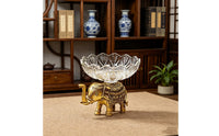 Bowl with Elephant Base Decorative Pachyderm Fruit Bowl Brass-Colored for Hosts, Entryway
