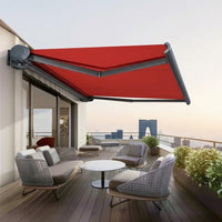 Electric Awning, 5m, Red & White Stripes, Sun Shade, Outdoor, For Balcony & Terrace, Aluminum Alloy, Automatic Retractable