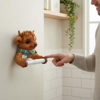 Decorative & Functional Highland Cow Toilet Paper Holder Funny & Whimsical Creature Toilet Paper Holder Unique Conversation Starter Cute Cow Bathroom Decor Multi-Purpose for Children, Powder Room, Kitchen