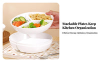 Porcelain Finish 3-Compartment Plate Glossy Surface Round Divided Plate Low Dividers